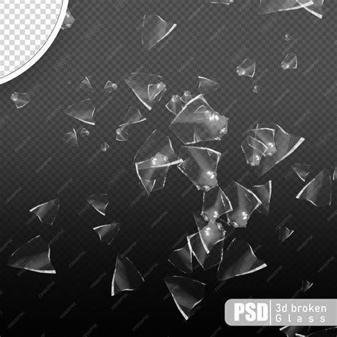Premium Psd Psd Broken Glass Shards Transparent Background In 3d