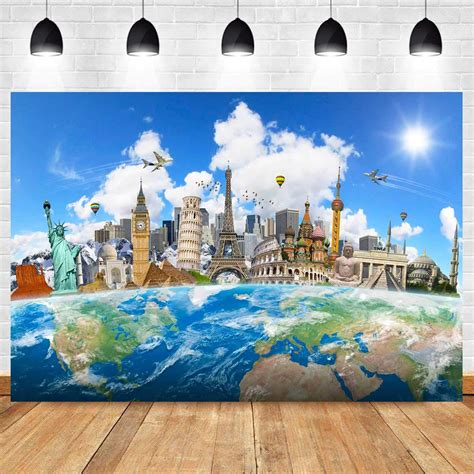 Buy Global Travel Backdrop 7x5ft World Worldwide Famous Landmark