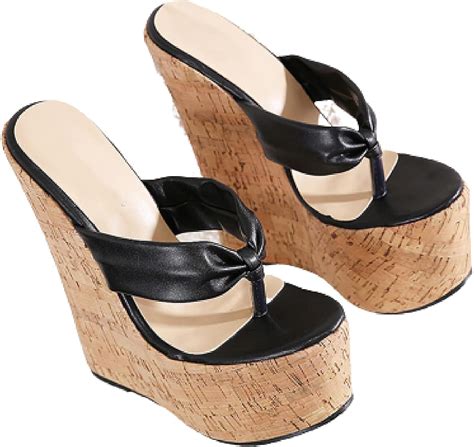 Richealnana Womens High Platform Wood Wedges Heels Flip