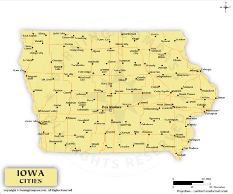 Map Of Iowa Showing Towns