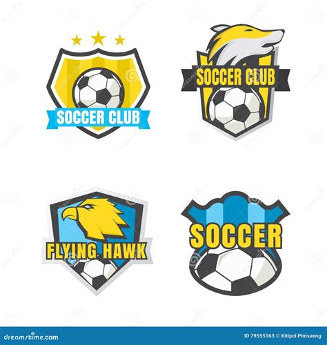 Football Badge Logo Template Collection Design Stock Vector