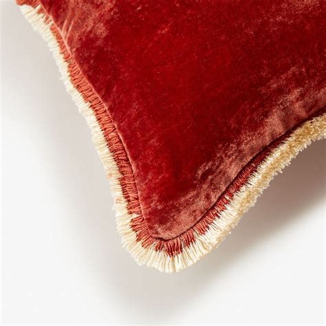 Anke Drechsel Silk Velvet Fringe Pillow Rose Bisque | Velvet fringe, Fringe pillows, Silk velvet