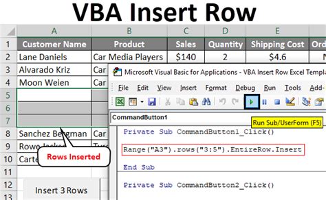 Insert Data To Row Sheet Wth Vba Excel Tutorial