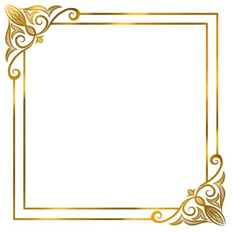 Simple Golden Border Frame Borders Gold Golden Png Transparent