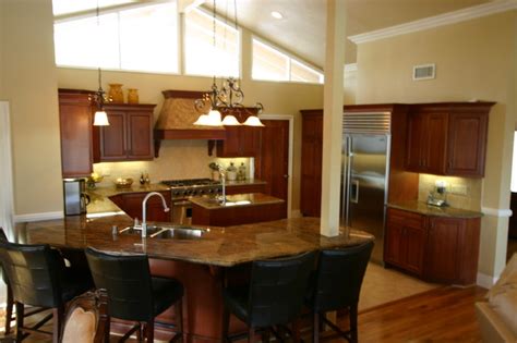 We're open 7 days a week until 8pm. angled peninsula kitchen