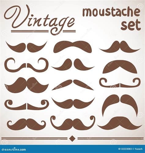 Vintage Hipster Moustache Collection Stock Vector Illustration Of