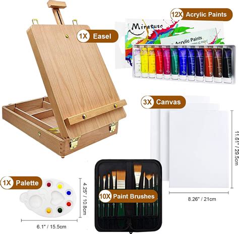 Deluxe Art Supplies Juego De Piezas De Arte Con Caballete De Mesa