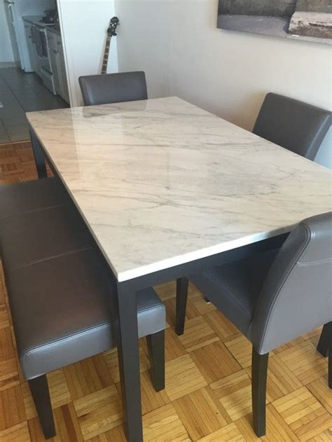 Boraam gareth faux marble 3 piece breakfast nook set. Crate and Barrel Marble Dining Table | Dining table marble ...