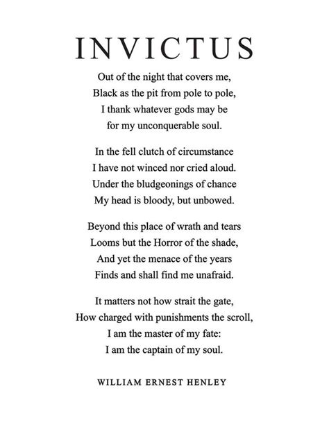 Invictus Poem Free Printable Version