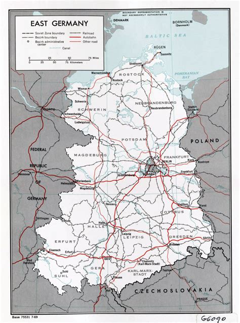 Large Political And Administrative Map Of East Germany With Roads