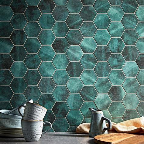 Nebula Silver 10 X 30 Green Color Trends Green Hexagon Tile Tile Floor