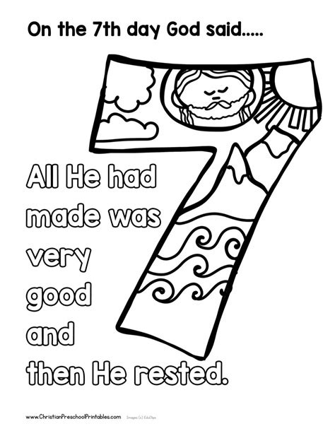 Creation Day 7 Christian Preschool Creation Coloring Pages