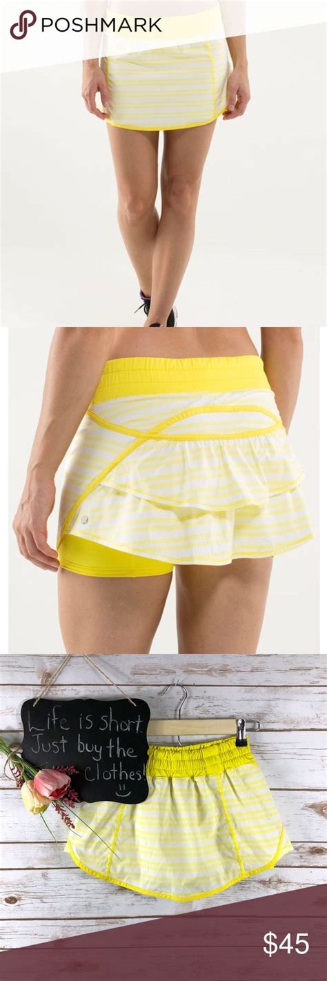 Lululemon Yellow White Track Attack Ruffle Skirt Ruffle Skirt