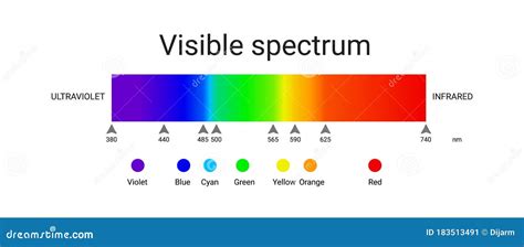 Visible Spectrum Light Infographic Of Sunlight Wavelength Stock
