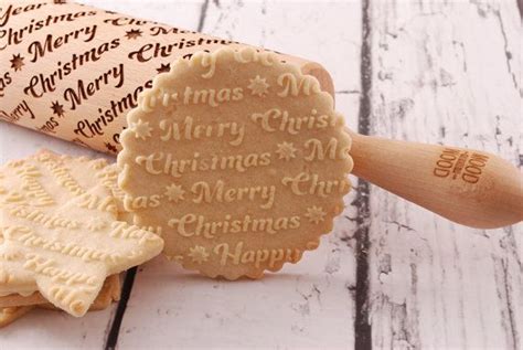 Merry Christmas Embossed Engraved Rolling Pin For Cookies How To