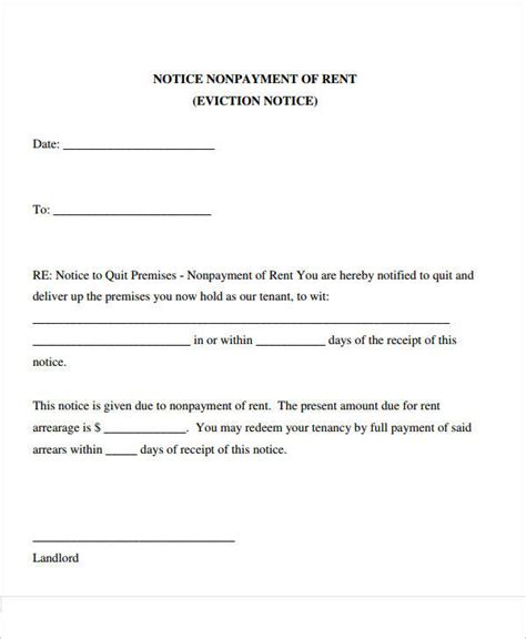 eviction notice examples  google docs ms word