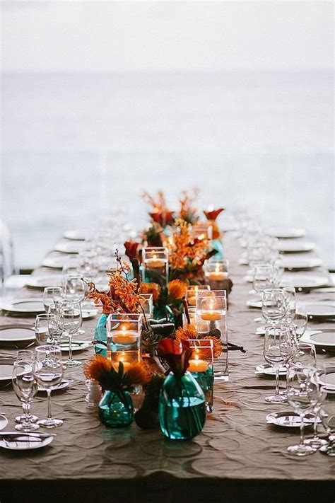 Colorful fall inspired wedding bouquets. 20 Dark Teal and Rust Orange Wedding Color Ideas for Fall ...