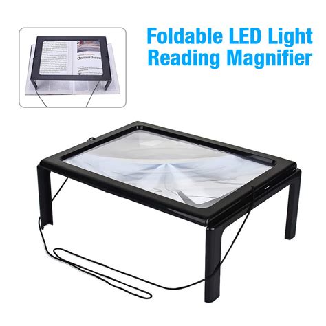 large magnifier a4 full page 3x book reading aid magnifying glass w light 4 leds ebay