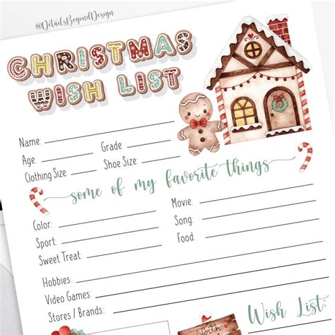 Christmas Wish List Some Of My Favorite Things Gingerbread Etsy
