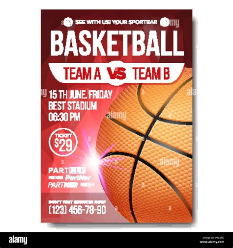 Basketball Poster Vector Sport Event Announcement Banner Advertising