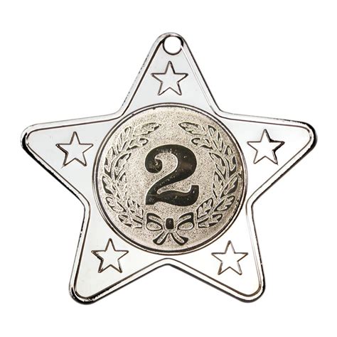 50mm Silver Star Number Two Medal M10 Awards Trophies Supplier