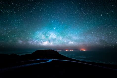Papel De Parede Panorama Noite Natureza Céu Estrelas Nuvens
