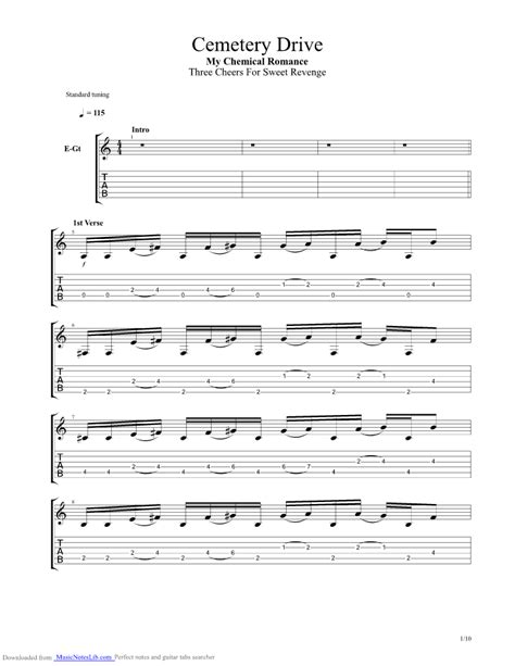 Cemetery Drive Guitar Pro Tab By My Chemical Romance