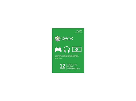 Microsoft Xbox Live 12 Month Gold Membership Card To Play Games Online