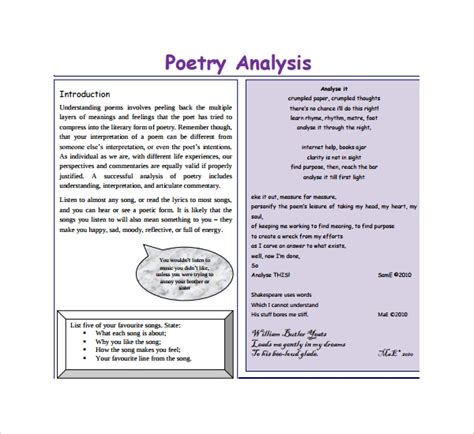 FREE 7+ Sample Poetry?s Analysis Templates in PDF | MS Word