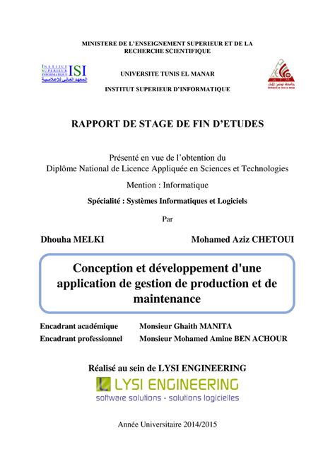 Dokumen Conception Et Developpement Dune Application De Gestion De