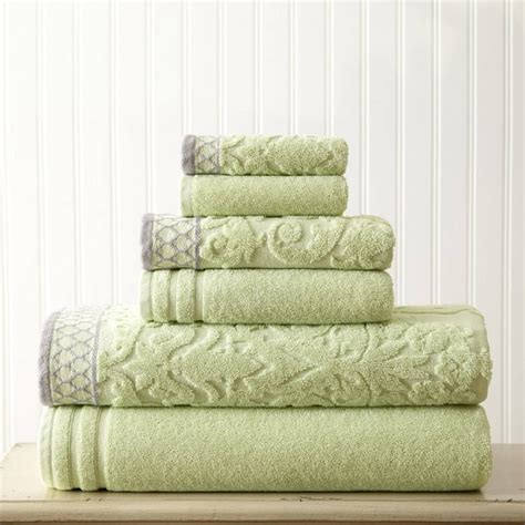 Modern Threads 6 Piece Bath Towel Set 100 Cotton Jacquard Border