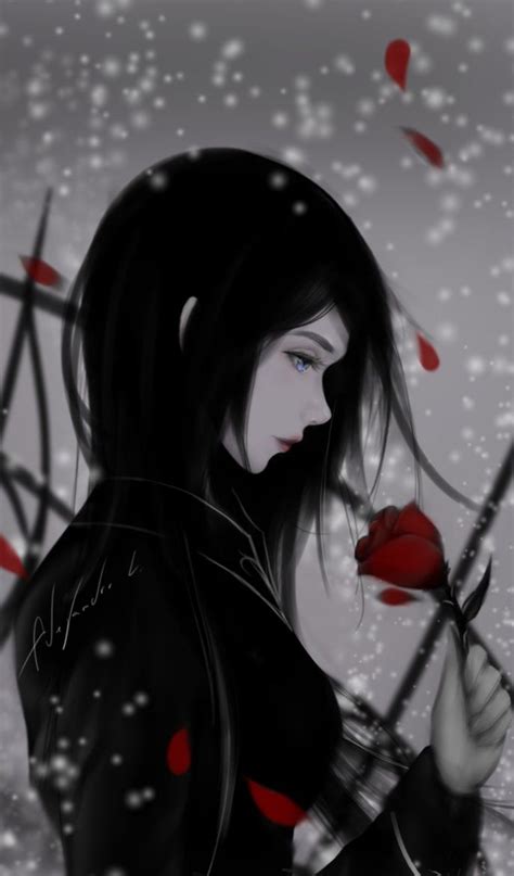 Black Rose By Defenixx Anime Art Beautiful Black And Blue Wallpaper
