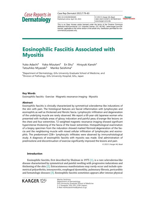 Pdf Eosinophilic Fasciitis Associated With Myositis