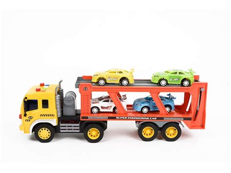 Kids Childs Toy Car Transporter Truck Vehicle Trailer Car 4 Friction