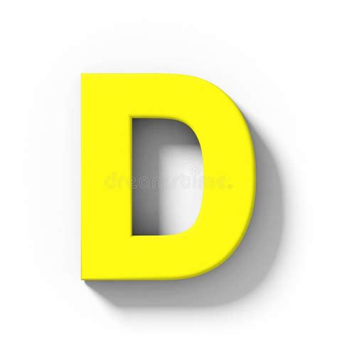 Letter D 3d Yellow Isolated On White With Shadow Orthogonal Pr Stock
