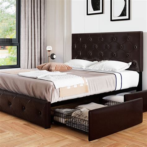 Premier Zurich Faux Leather Upholstered Queen Platform Bed Black