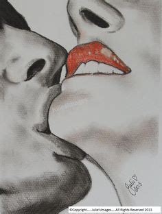 Sensual Kiss Fine Art Print Of Original Charcoal Pastel Illustration X Approx On