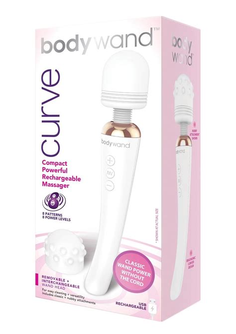 Bodywand Curve Rechargeable Wand Vibrator With Nubby Head Attachment