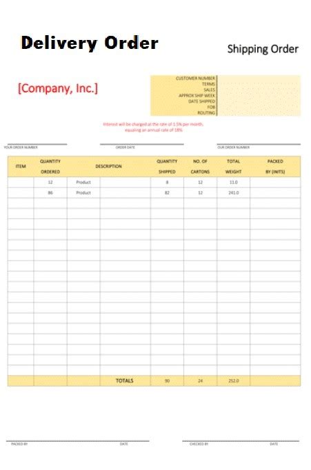 11 Delivery Order Templates Word Excel Pdf Templates
