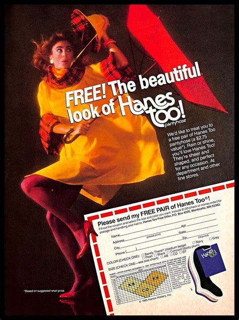 1985 Hanes Pantyhose Vintage Print Ad Legwear Yellow Raincoat Red Umbrella Ebay