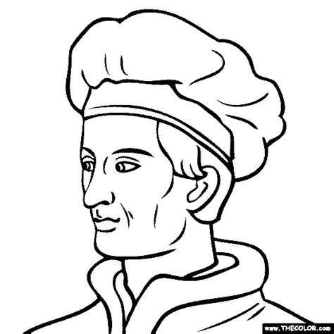 Coloring pages will also help your children to acquire the skill of relaxation and patience. Amerigo Vespucci Coloring Page, Historical People | CC ...