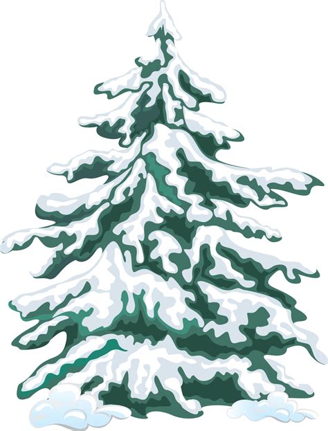 Snow Covered Christmas Tree Png Digital Premium Gambar