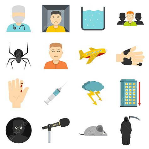 Phobia Vector Design Images Phobia Symbols Icons Set In Flat Style