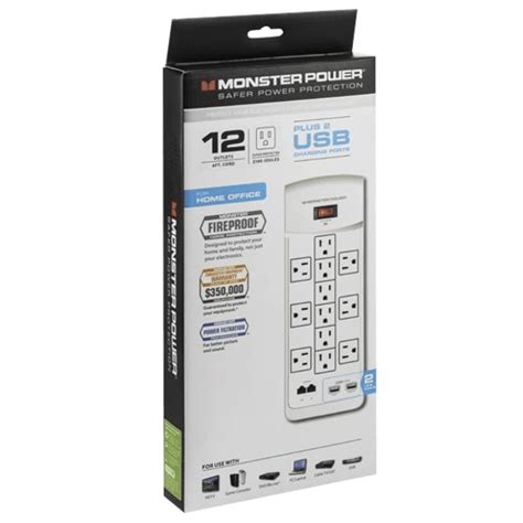 Meh Monster 12 Outlet Surge Protector With Usb Ethernet And Coax