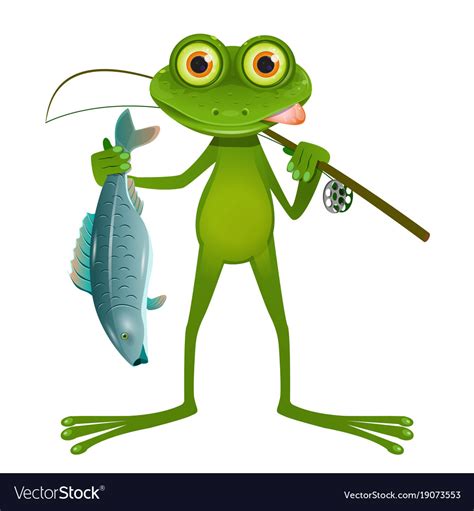Goggle Eyed Frog Fisherman Royalty Free Vector Image