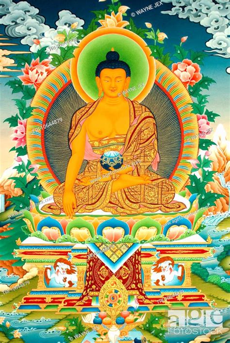 Tibetan Buddhist Thangka Painting Of Shakyamuni Buddha From Nepal