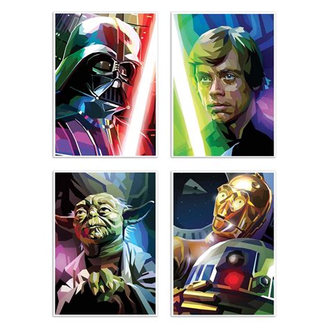 4 Art Posters 20 X 30 Cm Par Star Wars Polygones Par Liam Brazier