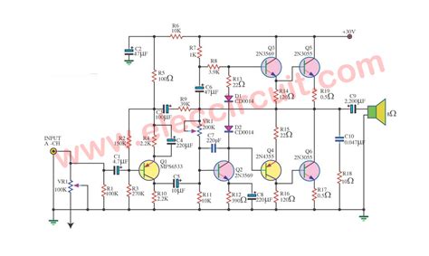 Audio Power Amplifier Schematic Circuit Diagram