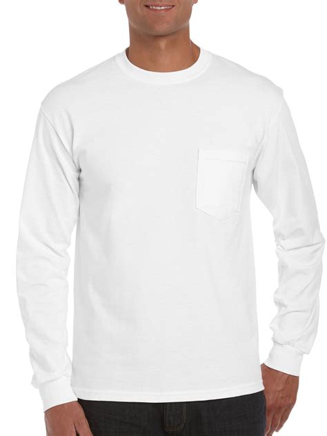 Gildan Men S Ultra Cotton Classic Long Sleeve Pocket T Shirt Walmart Com