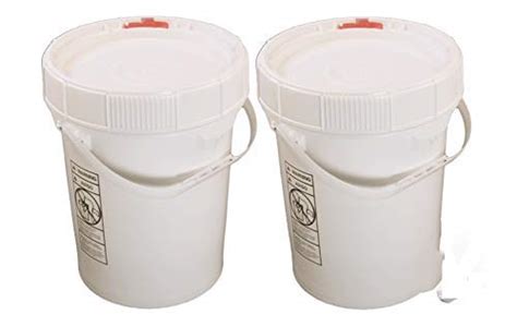 5 Gallon White Bpa Free Durable Food Grade Bucket With Screw Lid 2 Pk